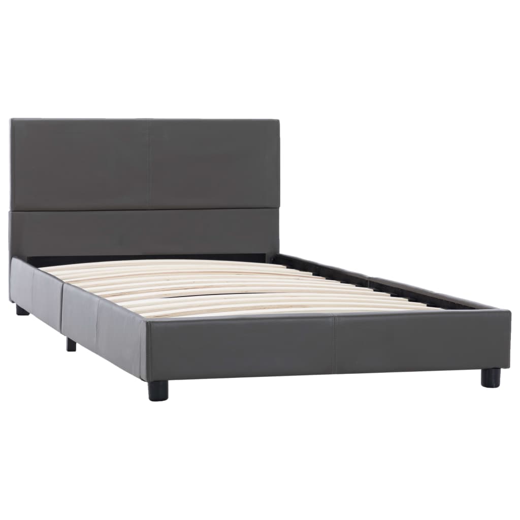 Estrutura de cama 90x200 cm couro artificial cinzento