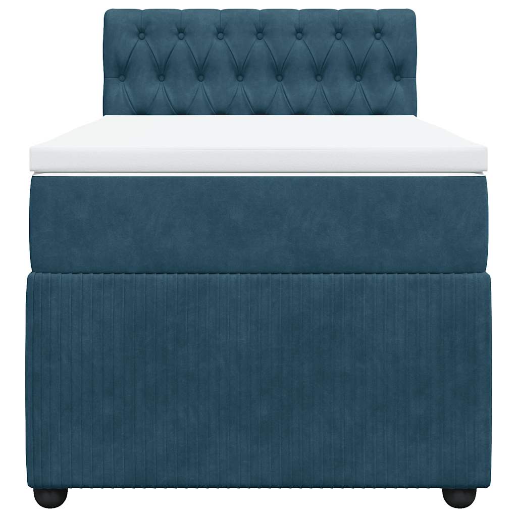 Cama boxspring com colchão 100x200 cm veludo azul