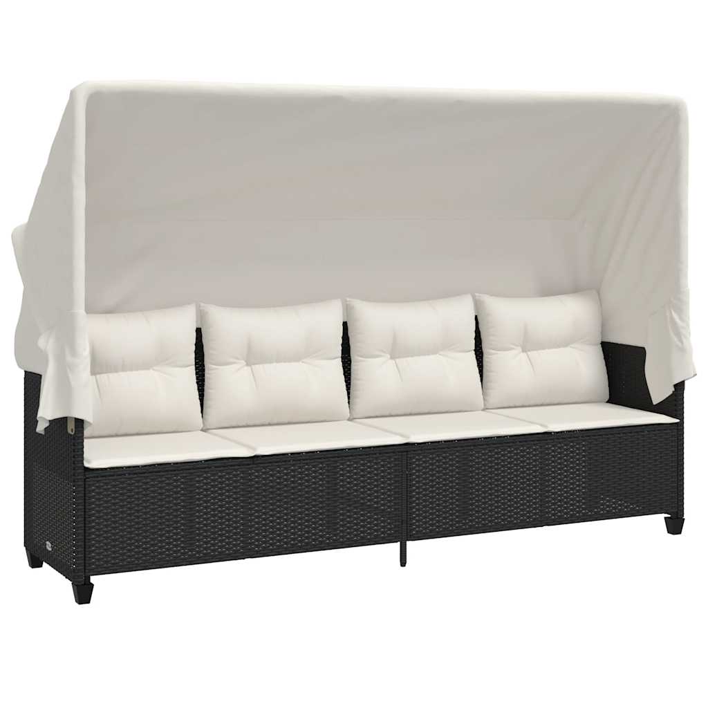 5 Pcs conjunto sofás de jardim com almofadões vime PE preto