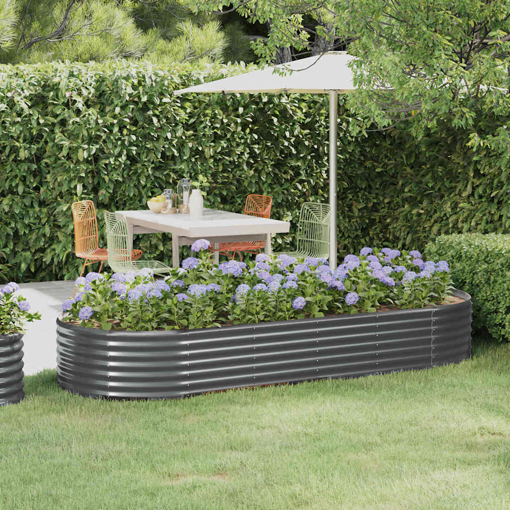 Canteiro elevado jardim 249x100x36 aço galvanizado antracite
