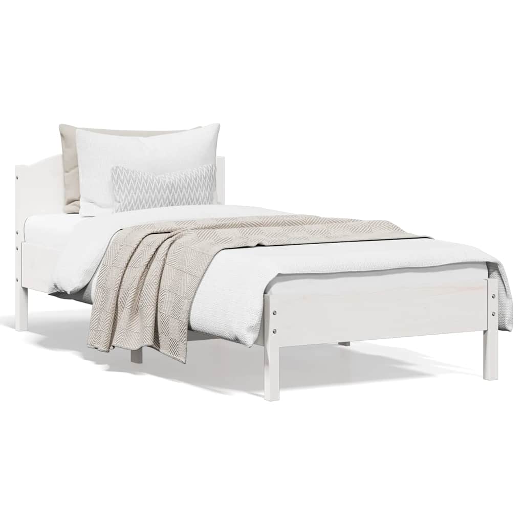 Cama sem colchão 100x200 cm madeira de pinho maciça branco