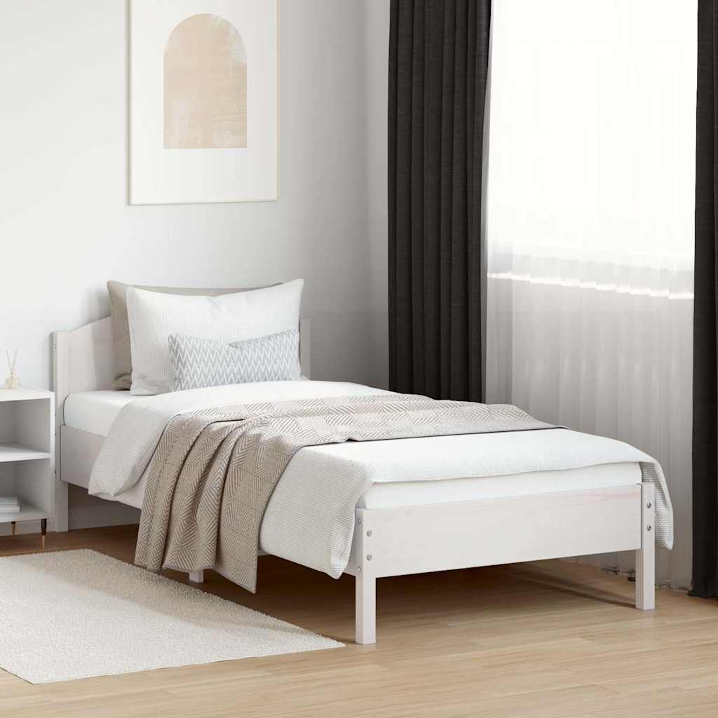 Cama sem colchão 100x200 cm madeira de pinho maciça branco