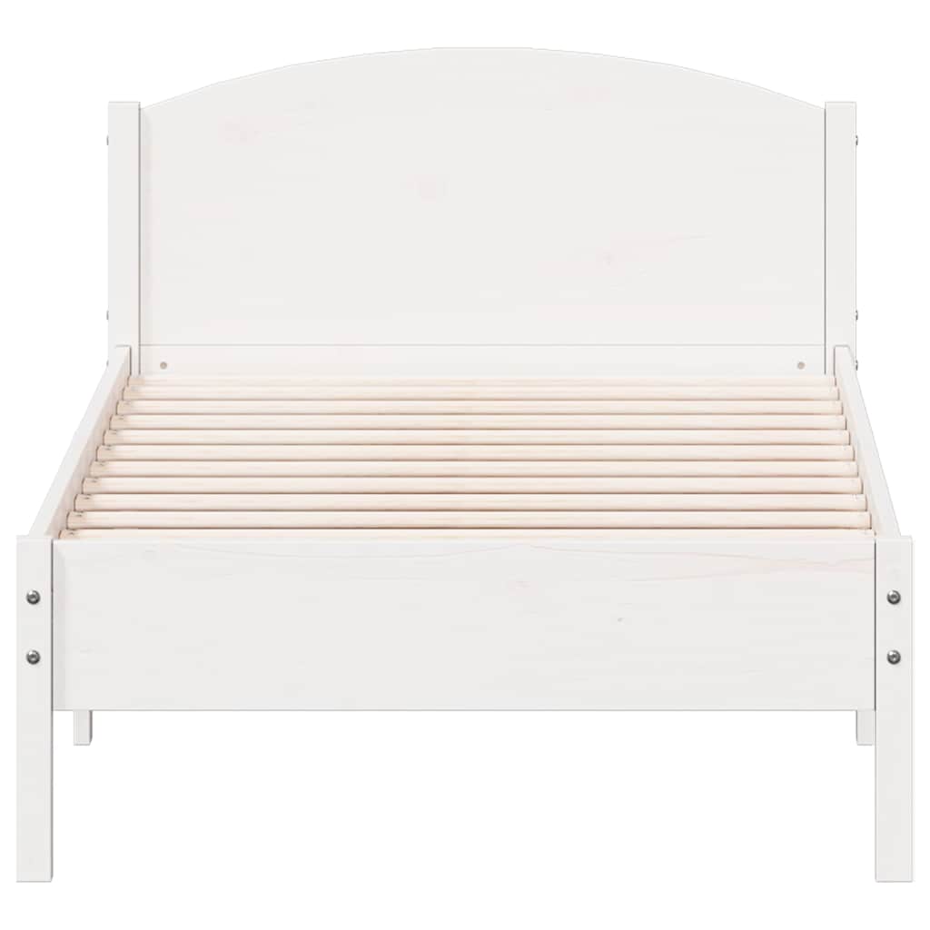 Cama sem colchão 100x200 cm madeira de pinho maciça branco