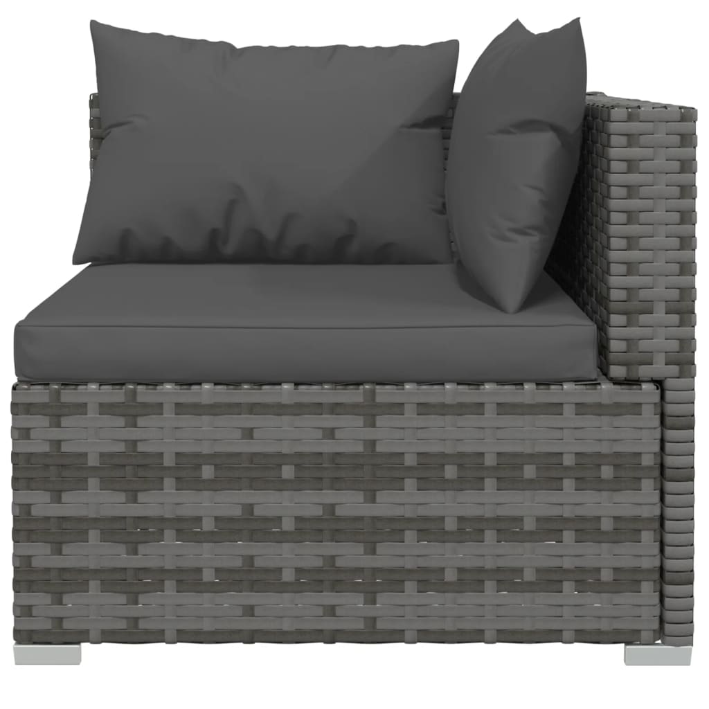 10 Pcs conjunto lounge de jardim c/ almofadões vime PE cinzento
