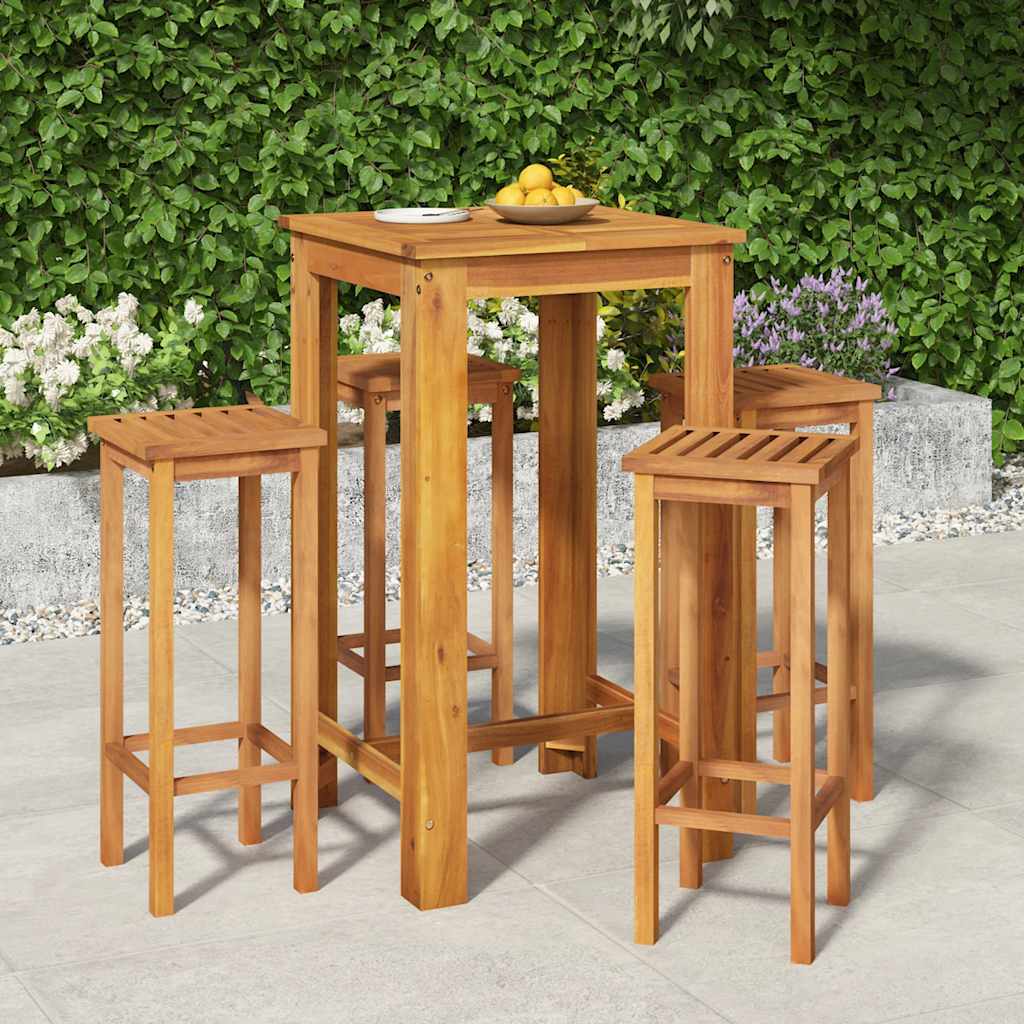 5 Pcs conjunto de bar para jardim madeira de acácia maciça