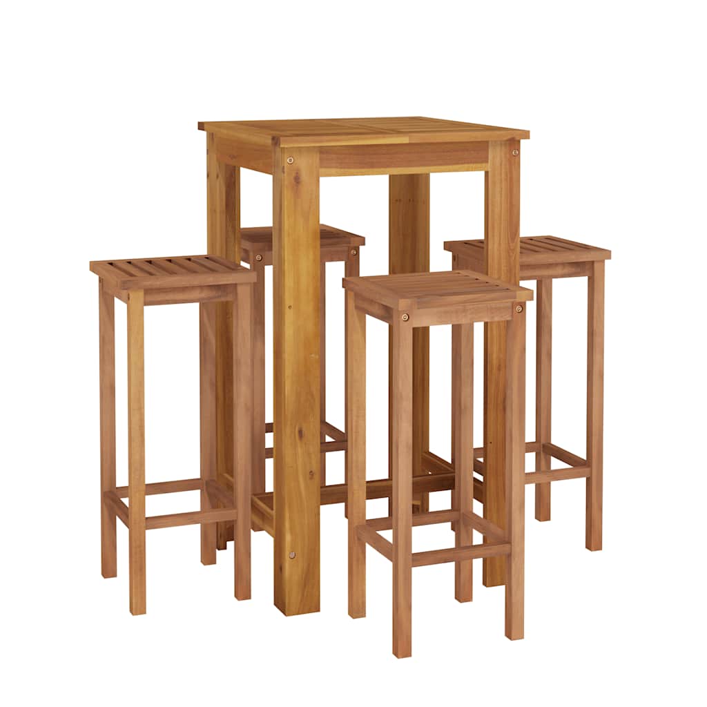 5 Pcs conjunto de bar para jardim madeira de acácia maciça