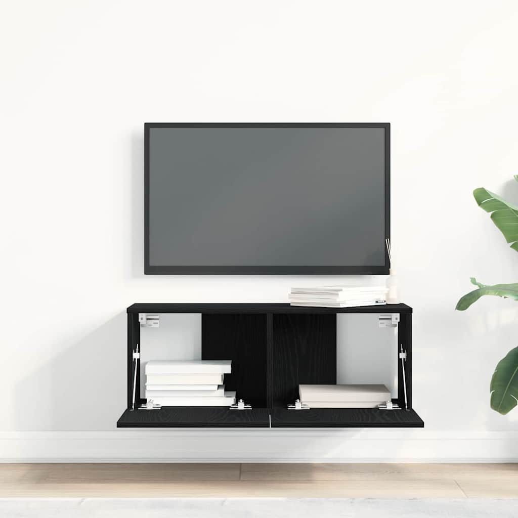 Gabinete para TV 2 unid. carvalho preto derivados de madeira