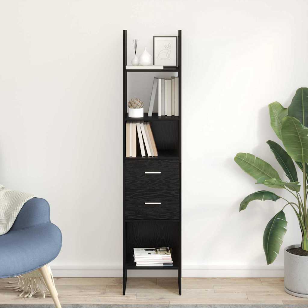 Gabinete de livros 2 níveis 40 x 35 x 180 cm carvalho preto