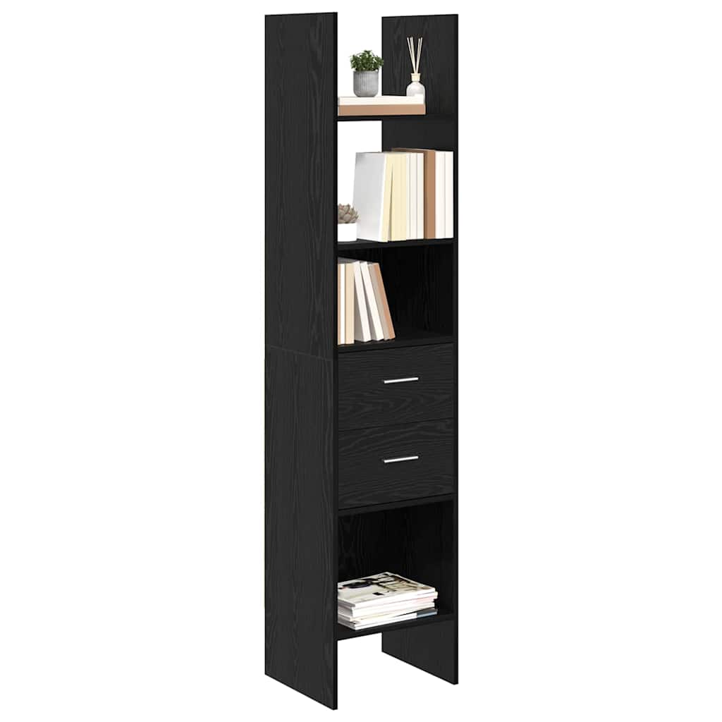 Gabinete de livros 2 níveis 40 x 35 x 180 cm carvalho preto