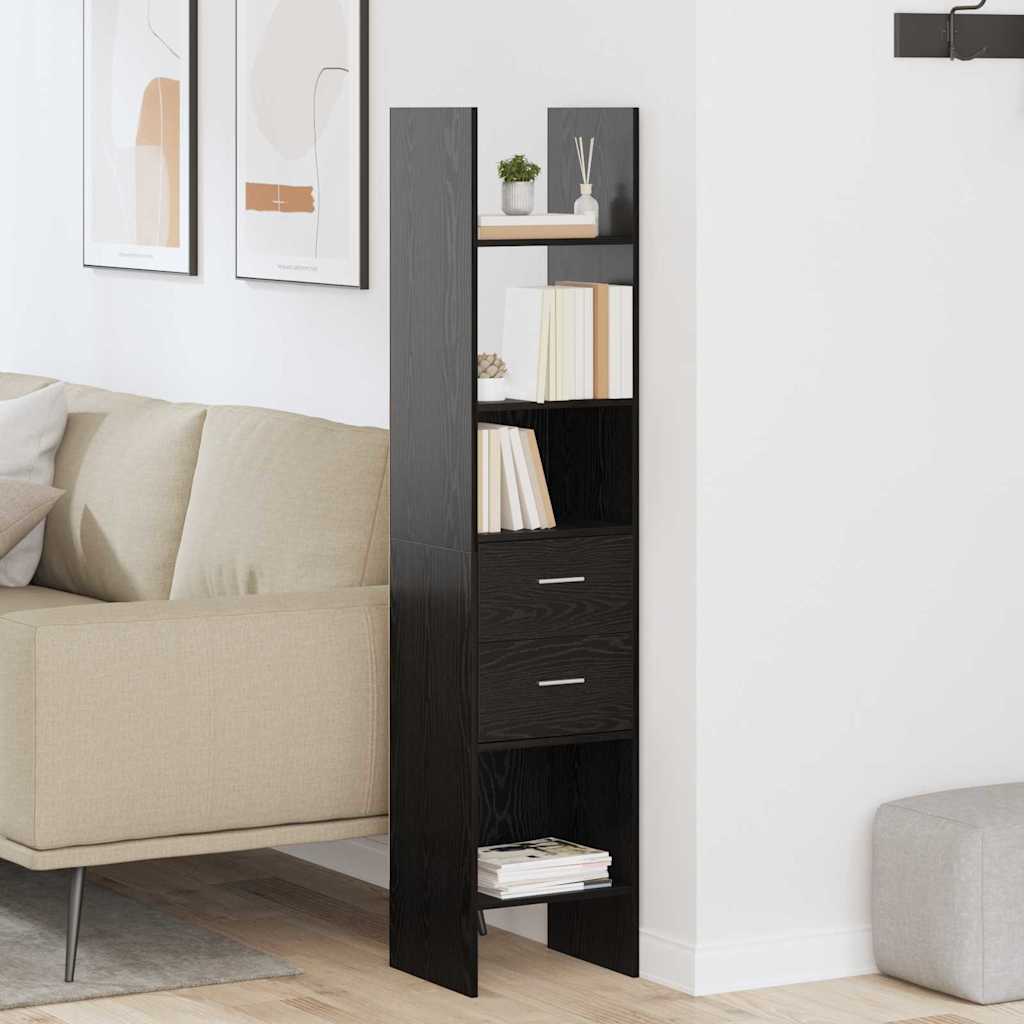 Gabinete de livros 2 níveis 40 x 35 x 180 cm carvalho preto