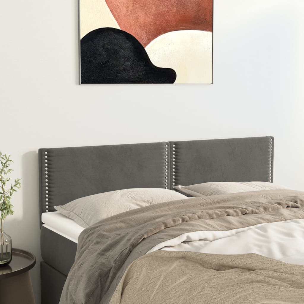 Cabeceiras cinzento-escuro 144x5x78/88 cm veludo
