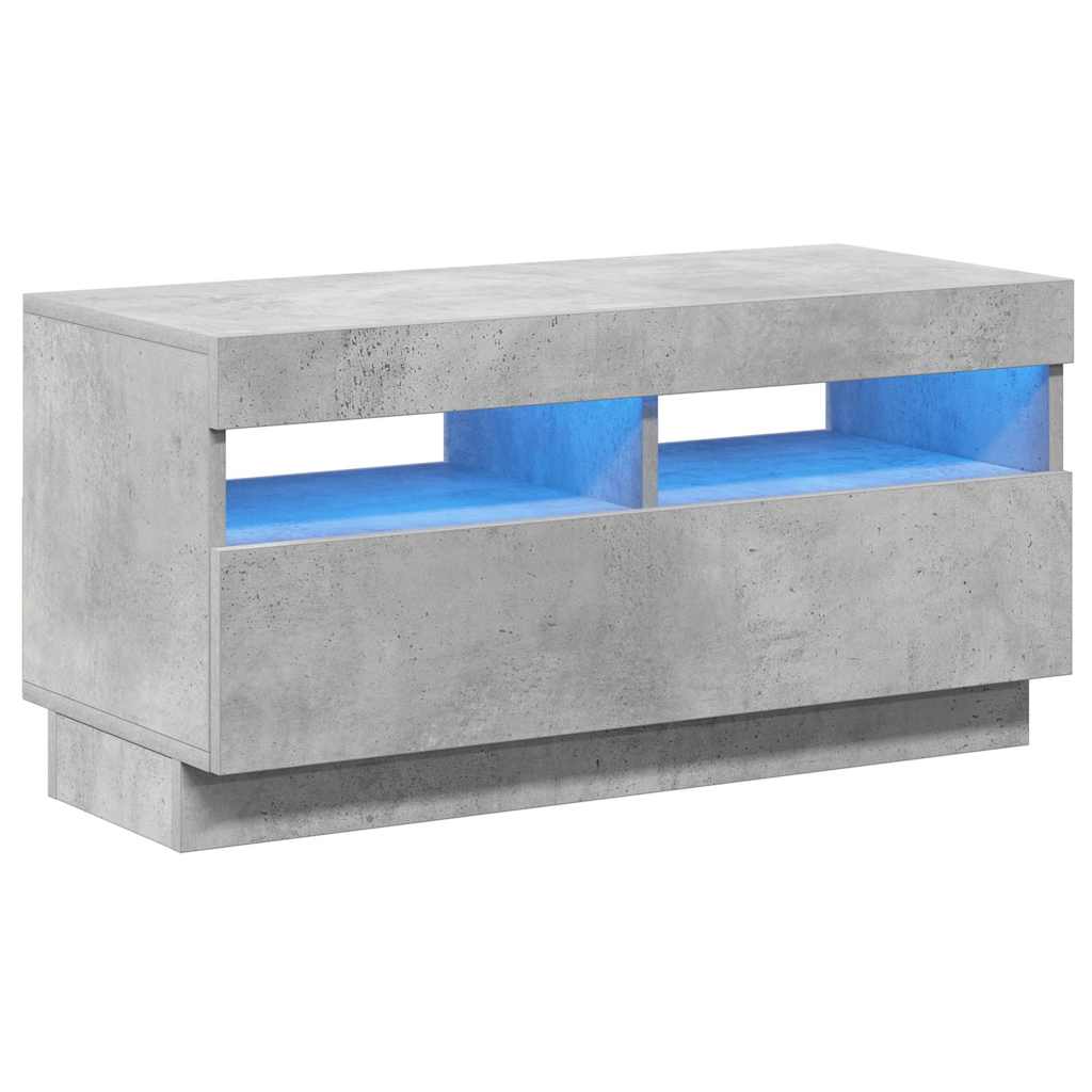 Móvel de TV com luzes LED 80x35x40 cm cinzento cimento