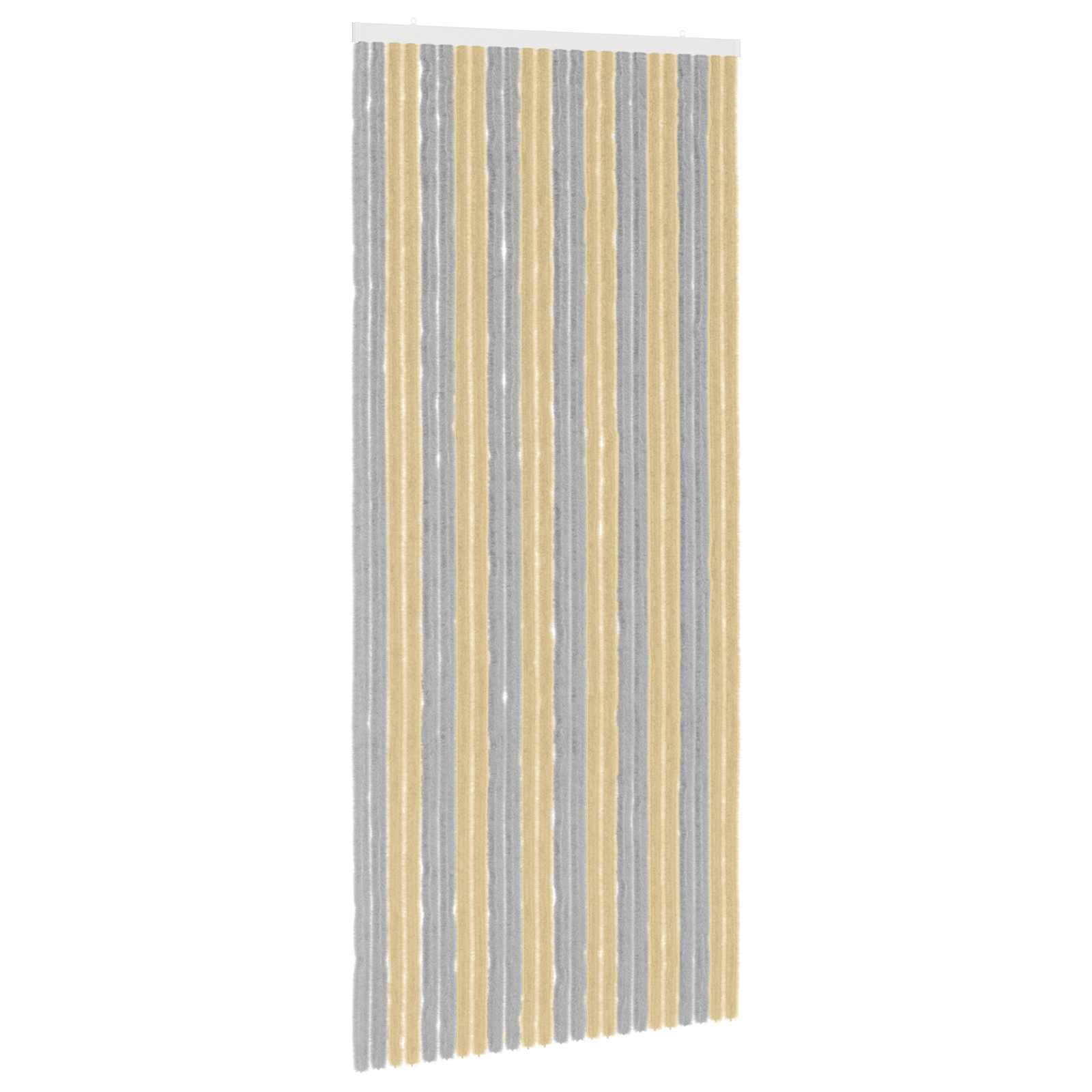 Cortina de insetos chenille cinza e bege 100 x 230 cm 100% PP