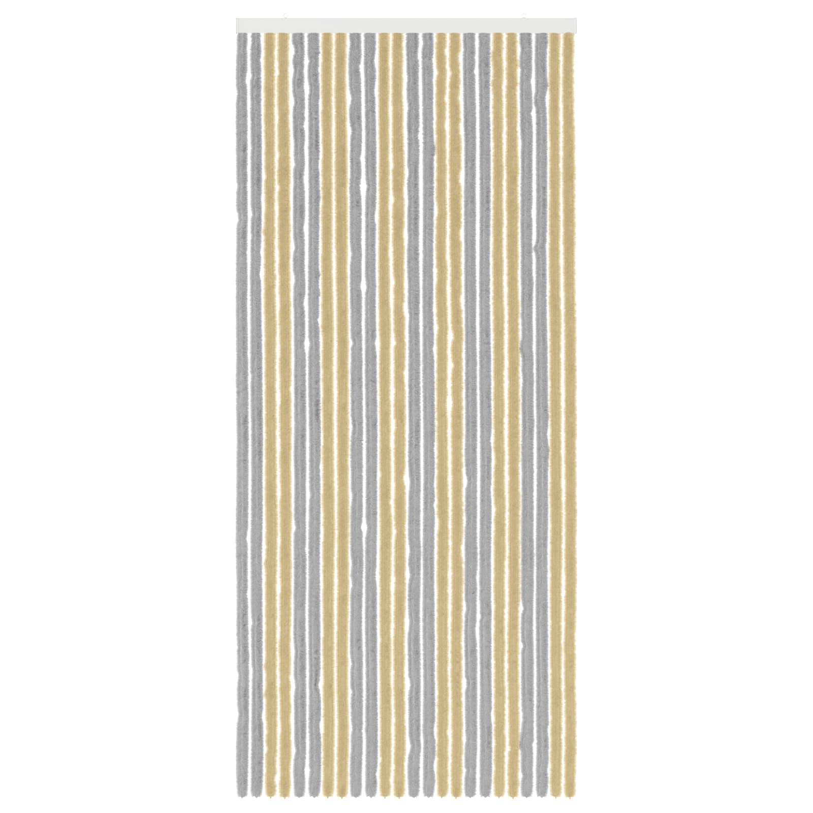 Cortina de insetos chenille cinza e bege 100 x 230 cm 100% PP