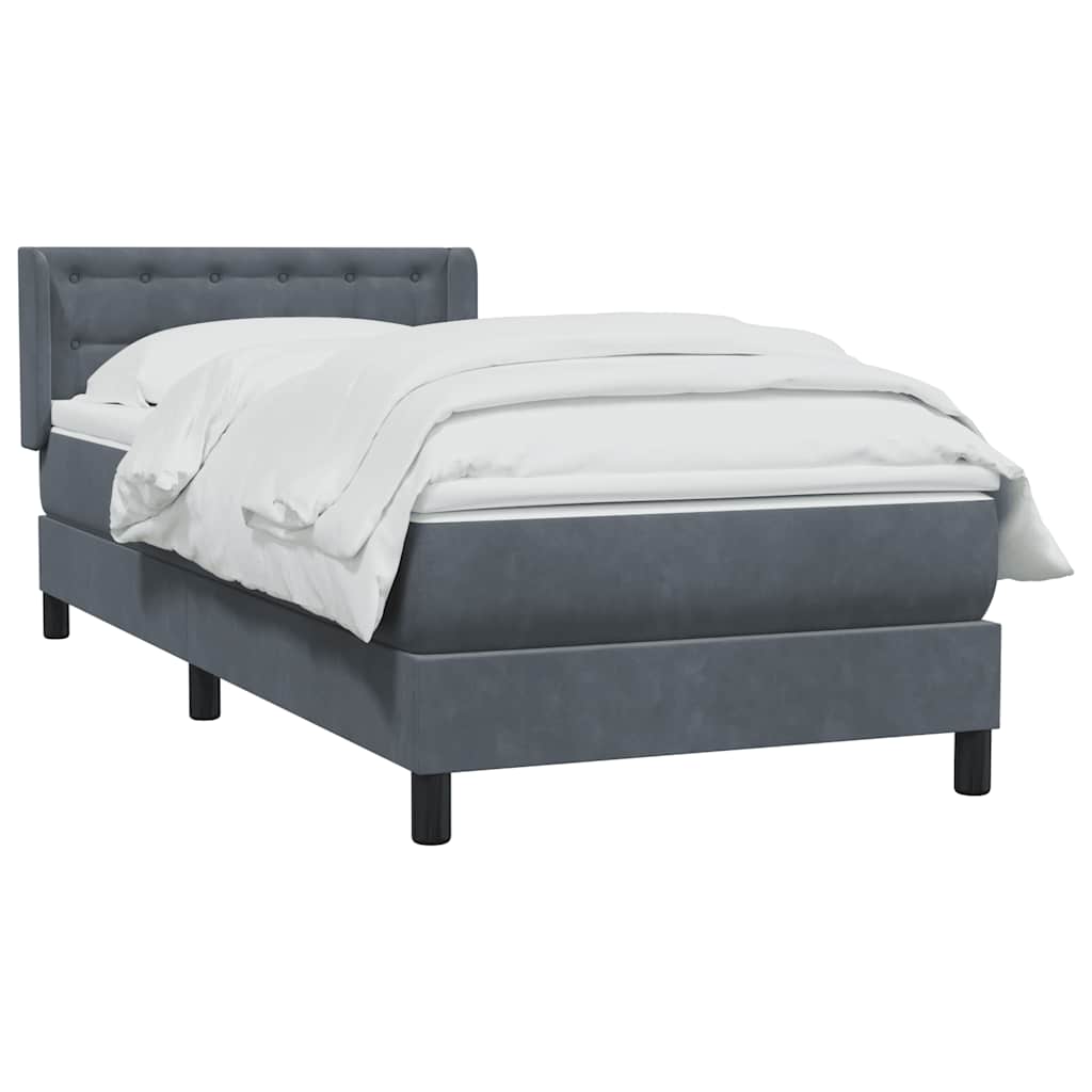 Cama com molas/colchão cinza-escuro 80x220 cm veludo