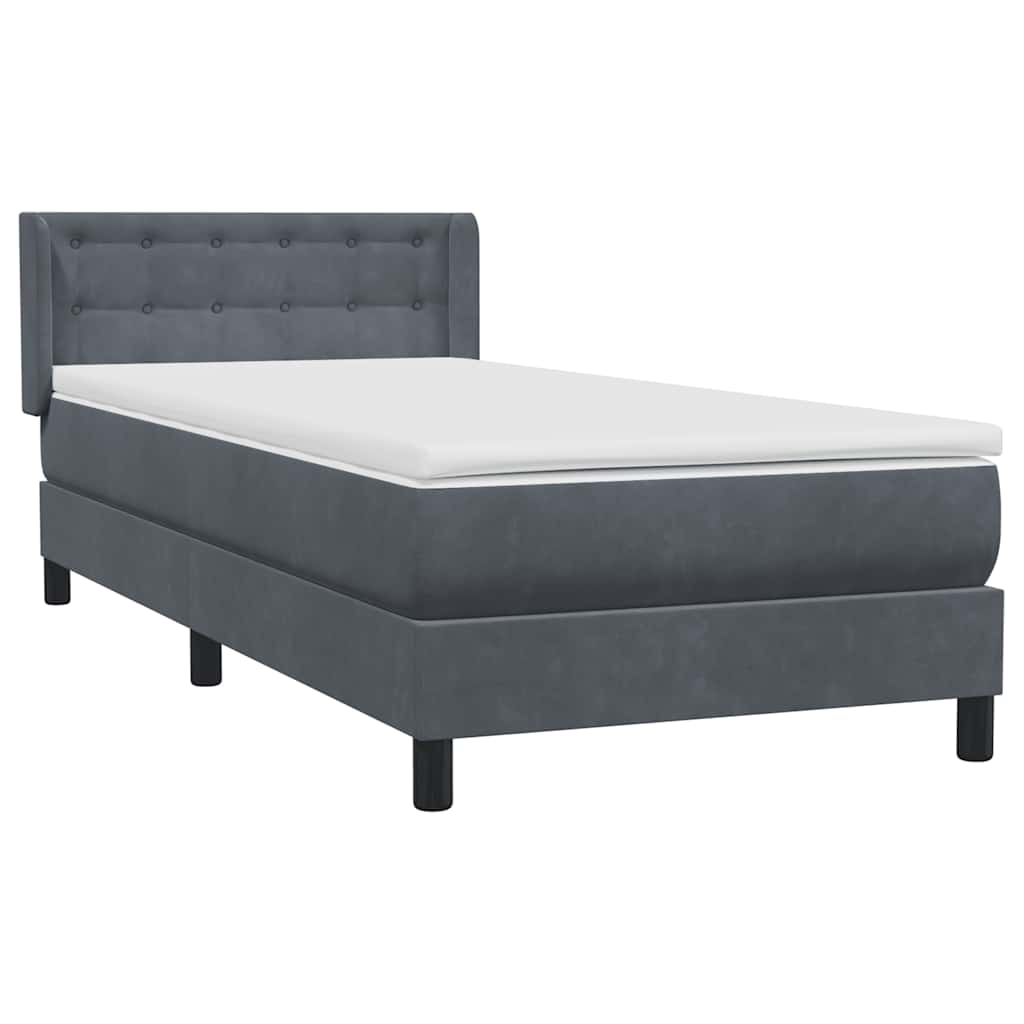 Cama com molas/colchão cinza-escuro 80x220 cm veludo