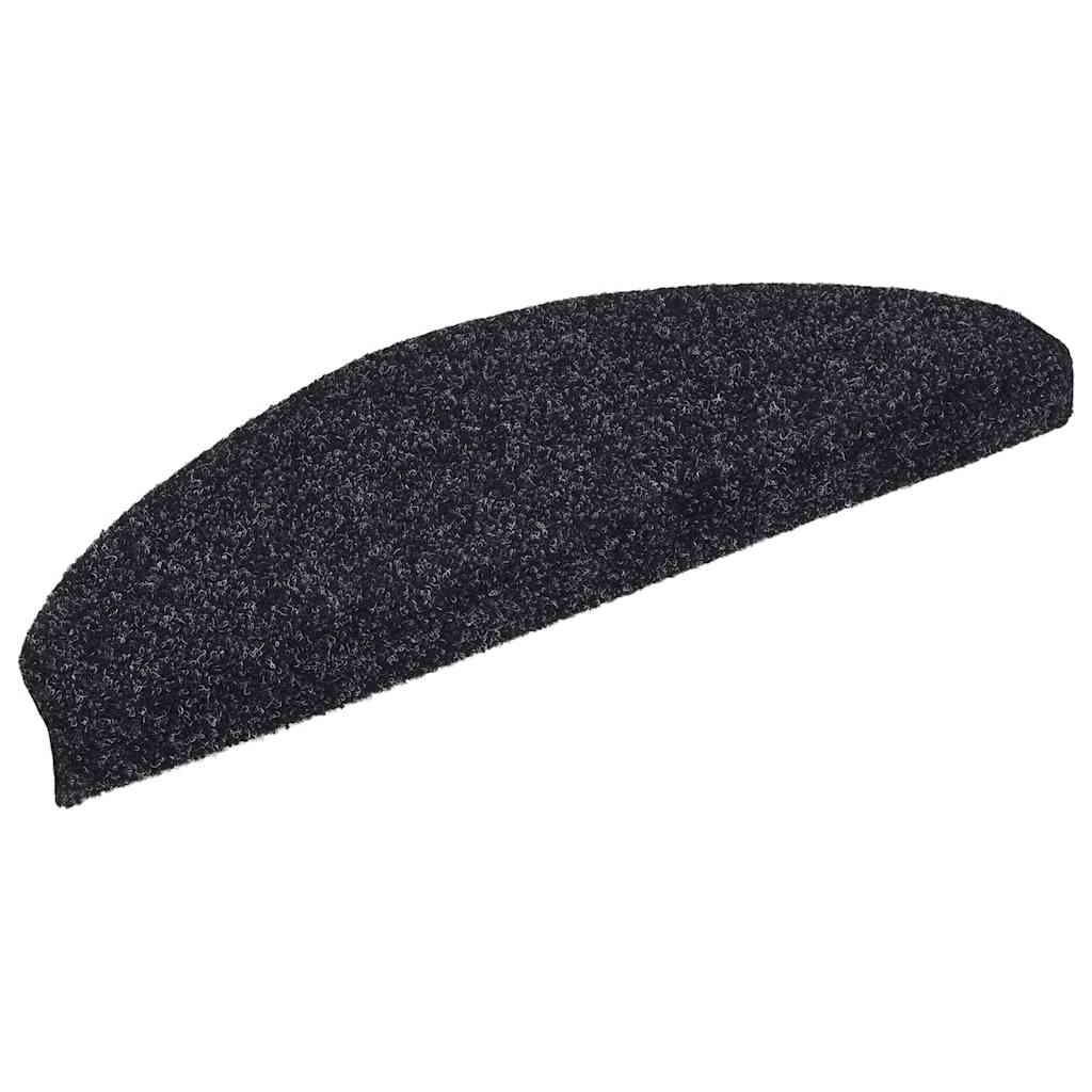 Tapetes de escada autoadesivos 30 peças 65x21x4 cm pretos semicirculares grandes