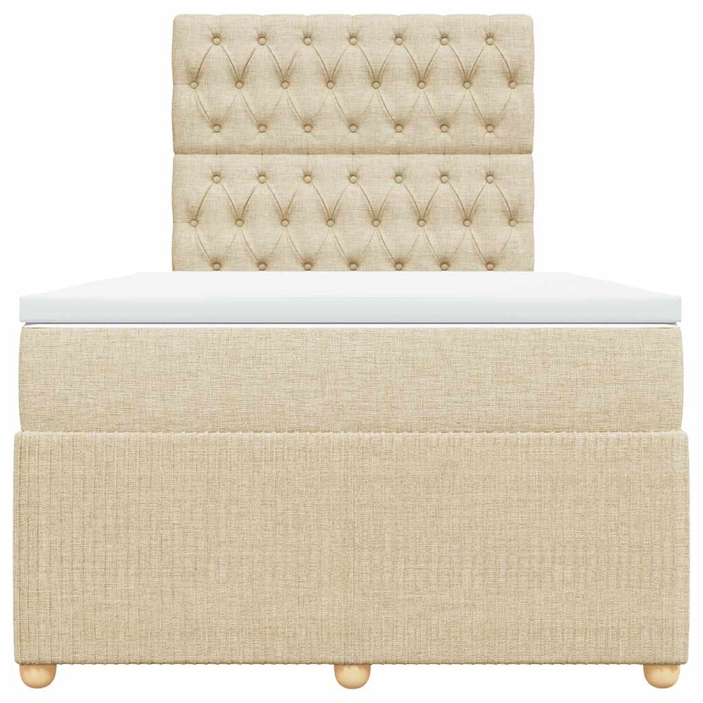 Cama boxspring com colchão 120x190 cm tecido cor creme