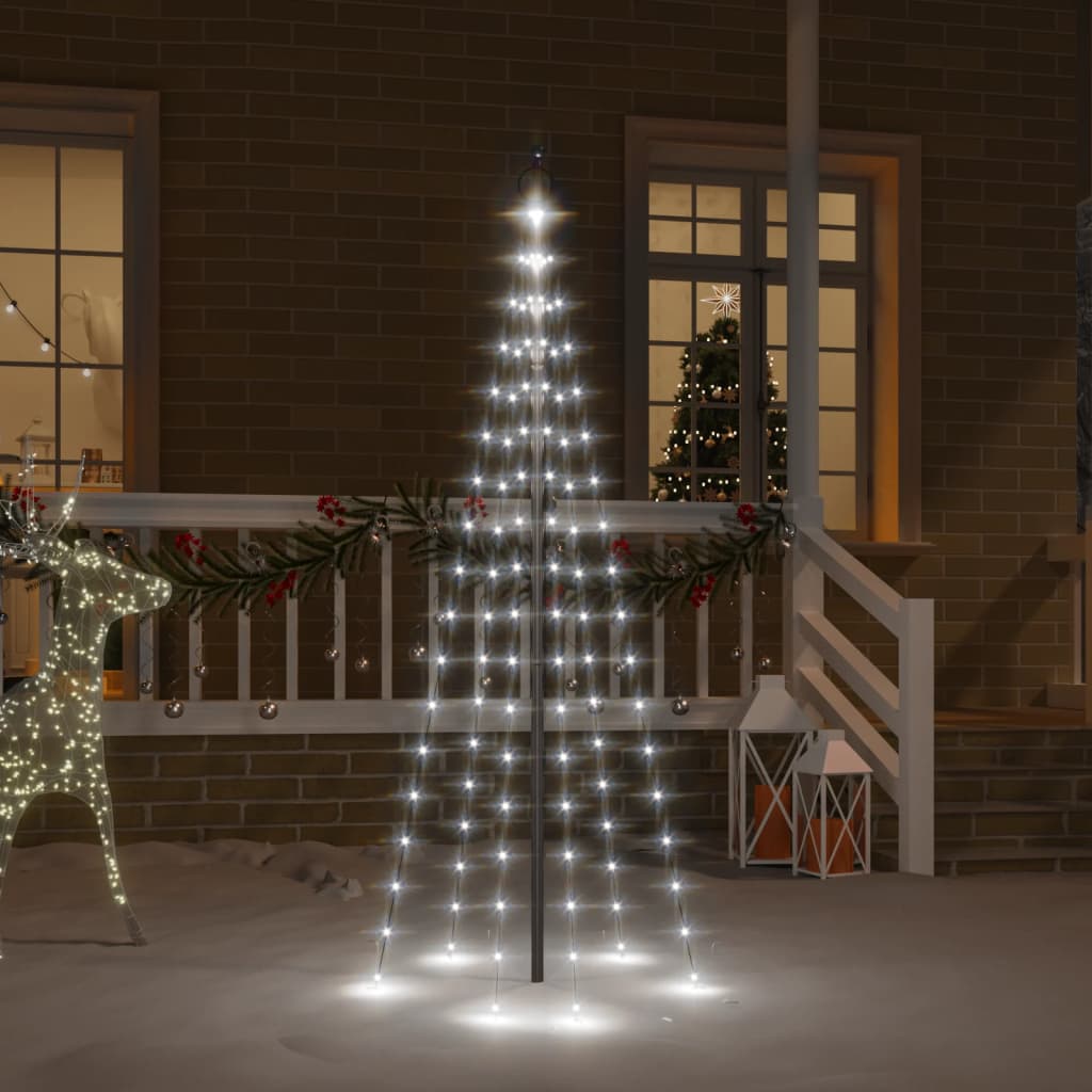Árvore de natal mastro de bandeira 108 leds 180cm branco frio
