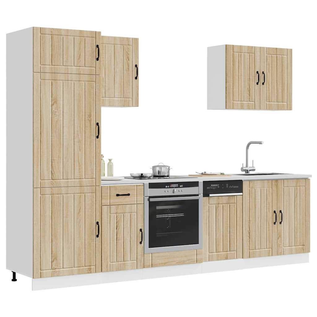 7 Peças armário de cozinha conjunto lucca sonoma carvalho