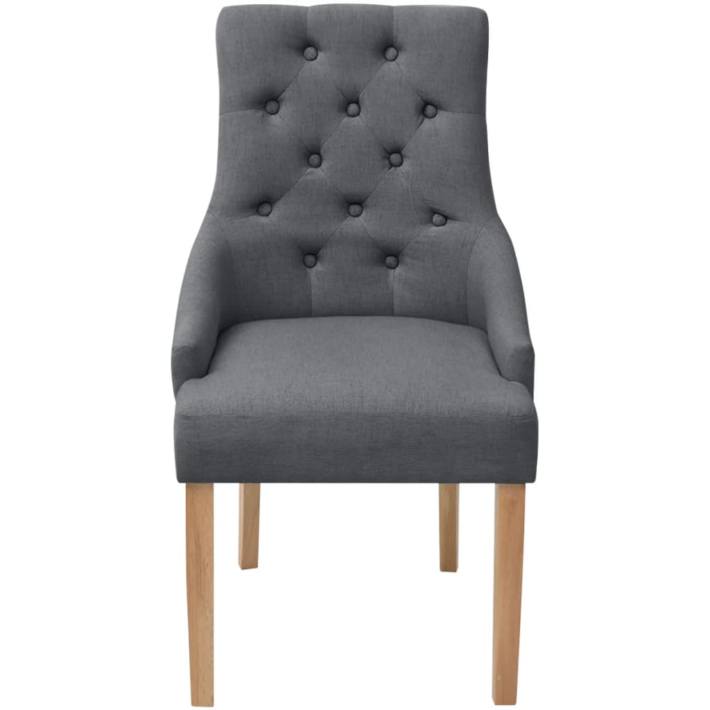 Cadeiras de jantar 2 pcs tecido cinzento-escuro