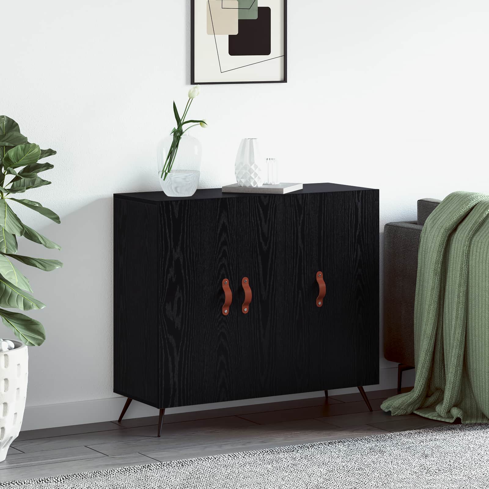 Buffet carvalho preto 89,5 x 34 x 80 cm derivados de madeira