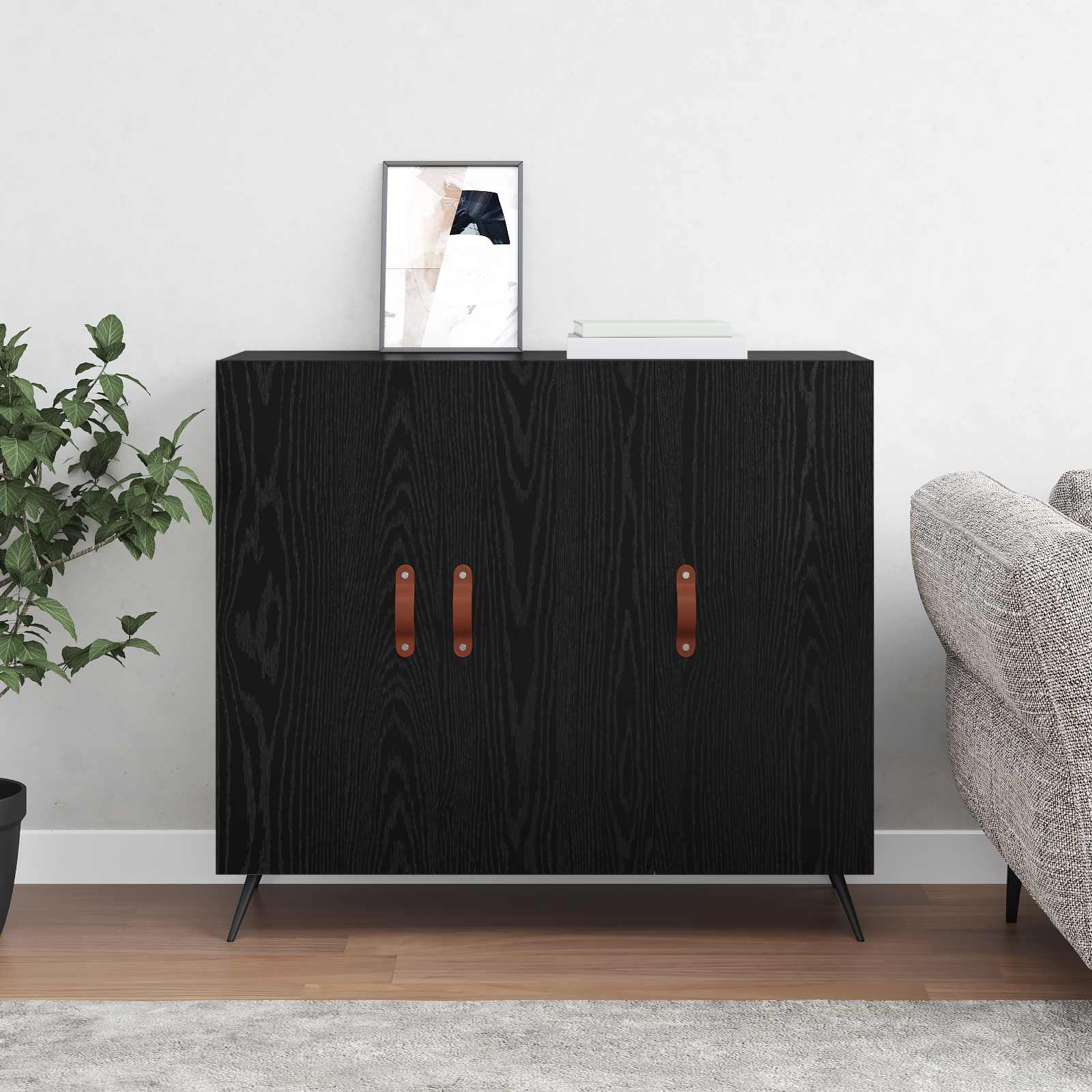 Buffet carvalho preto 89,5 x 34 x 80 cm derivados de madeira