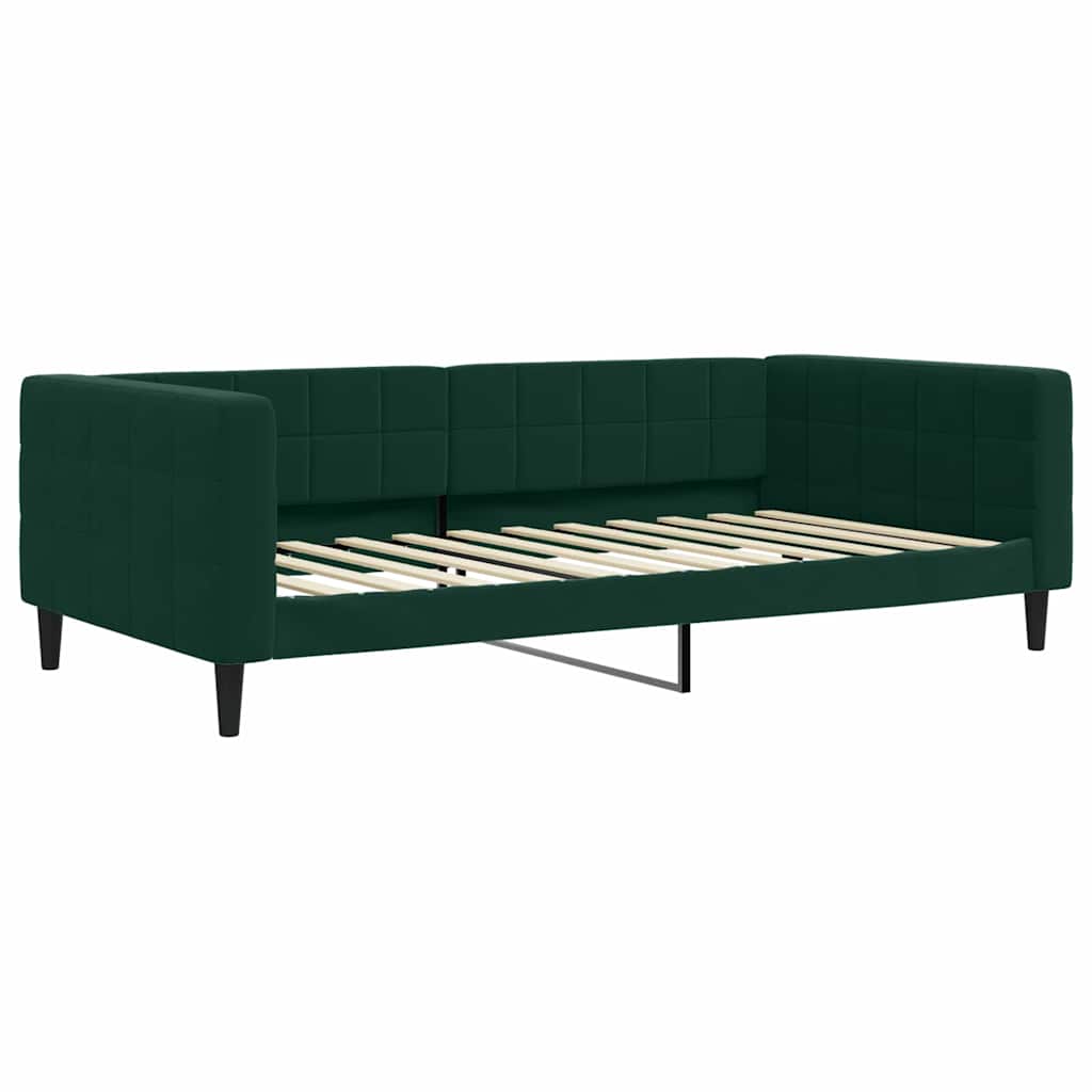Sofá-cama c/ gavetão e colchões 100x200cm veludo verde-escuro