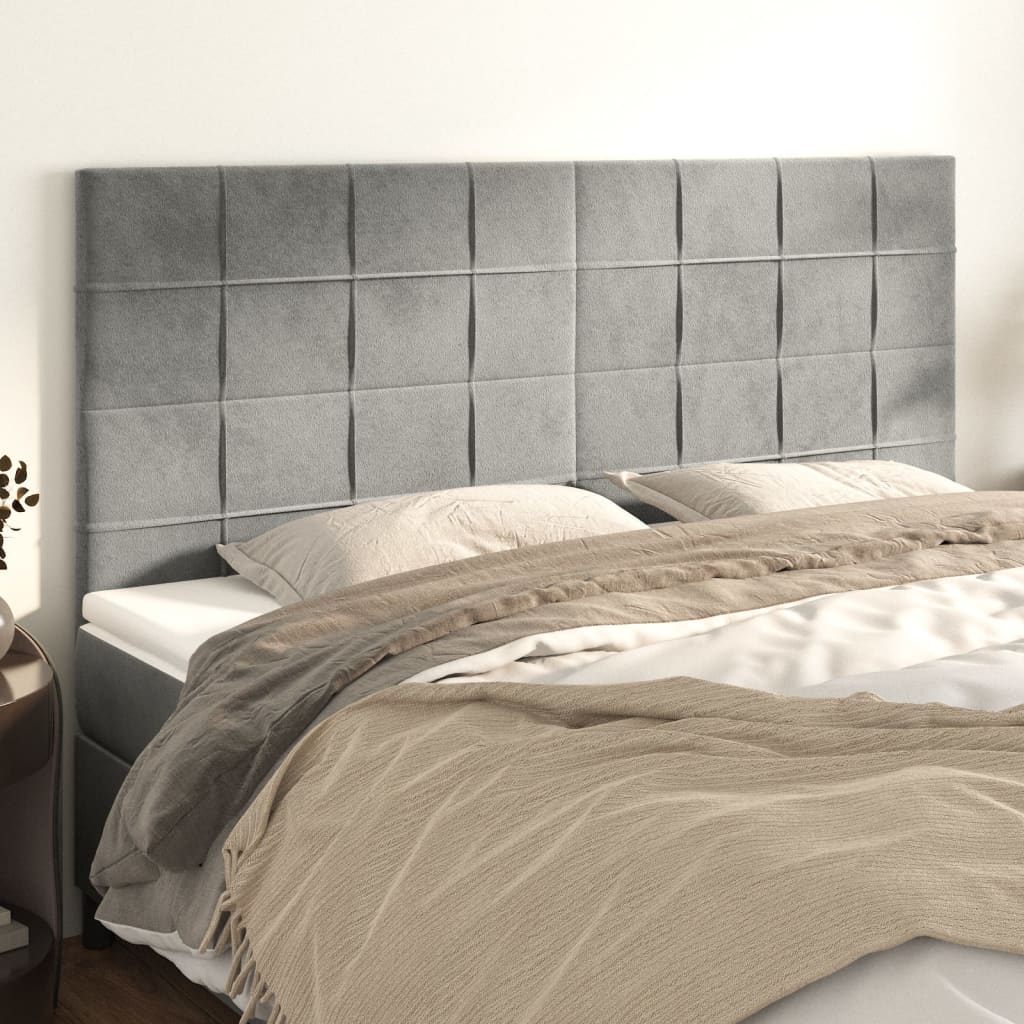 Cabeceira cinza claro 200x5x118/128 cm veludo