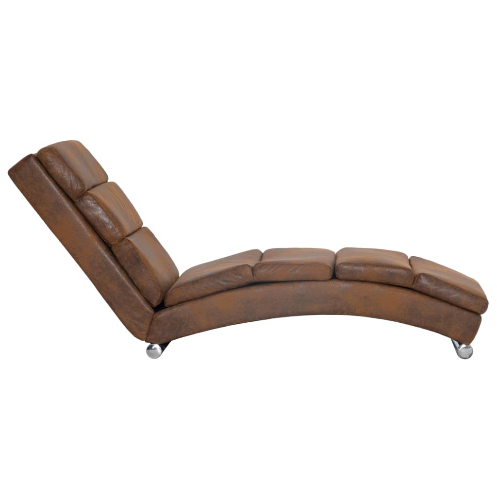 Chaise longue camurça artificial castanho