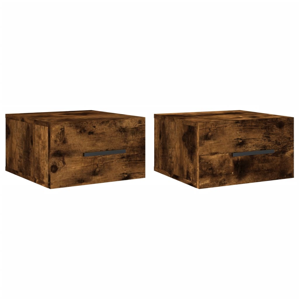 Mesas de cabeceira de parede 2 pcs 35x35x20 cm carvalho fumado