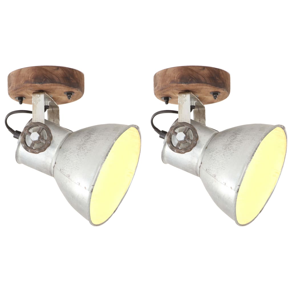 2 Pcs candeeiros parede/teto indust. 20x25 cm e27 prateado
