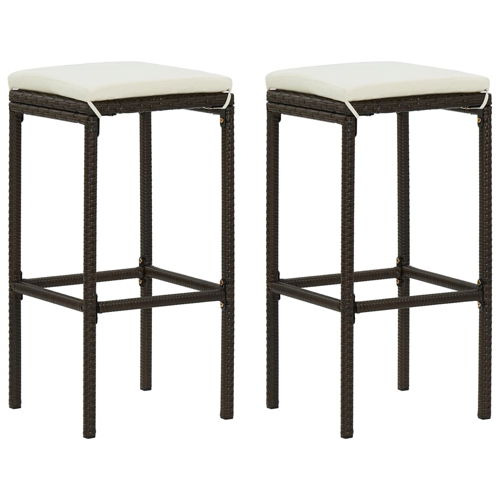 3 Pcs conjunto de bar para jardim com almofadões castanho