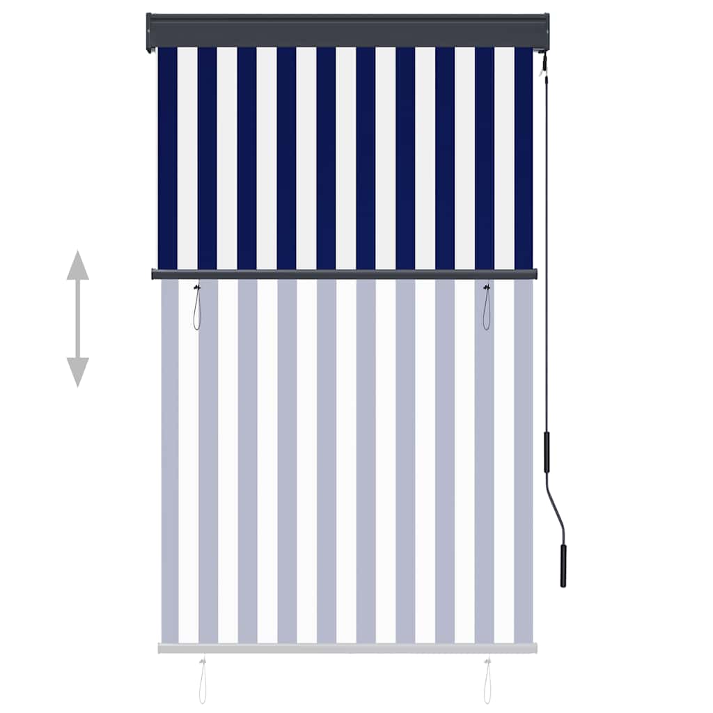 Estore de rolo para exterior 100x250 cm azul e branco