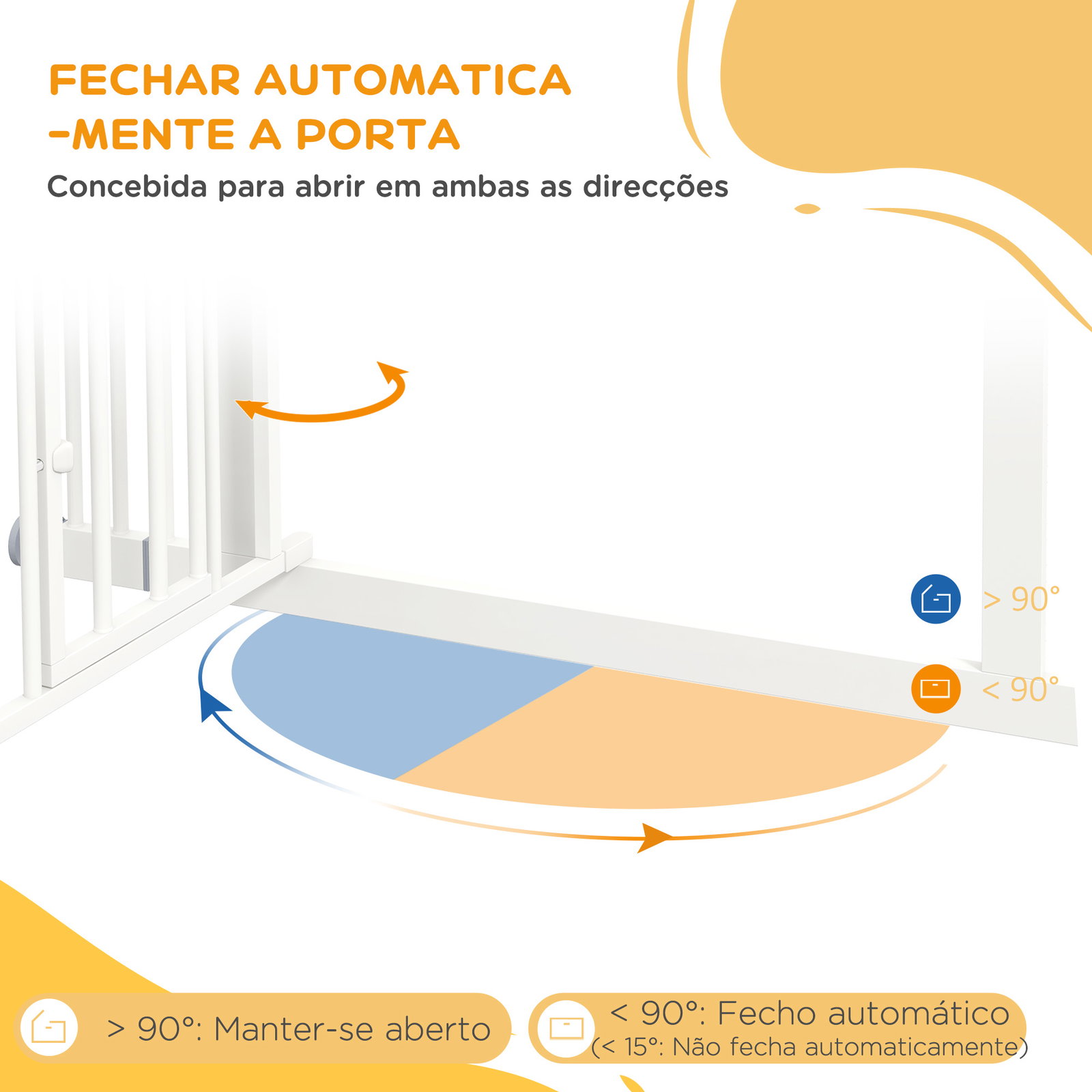 Barreira de segurança para cães com porta pequena fechamento automático e sistema duplo de bloqueio 74-101x104,1 cm branco
