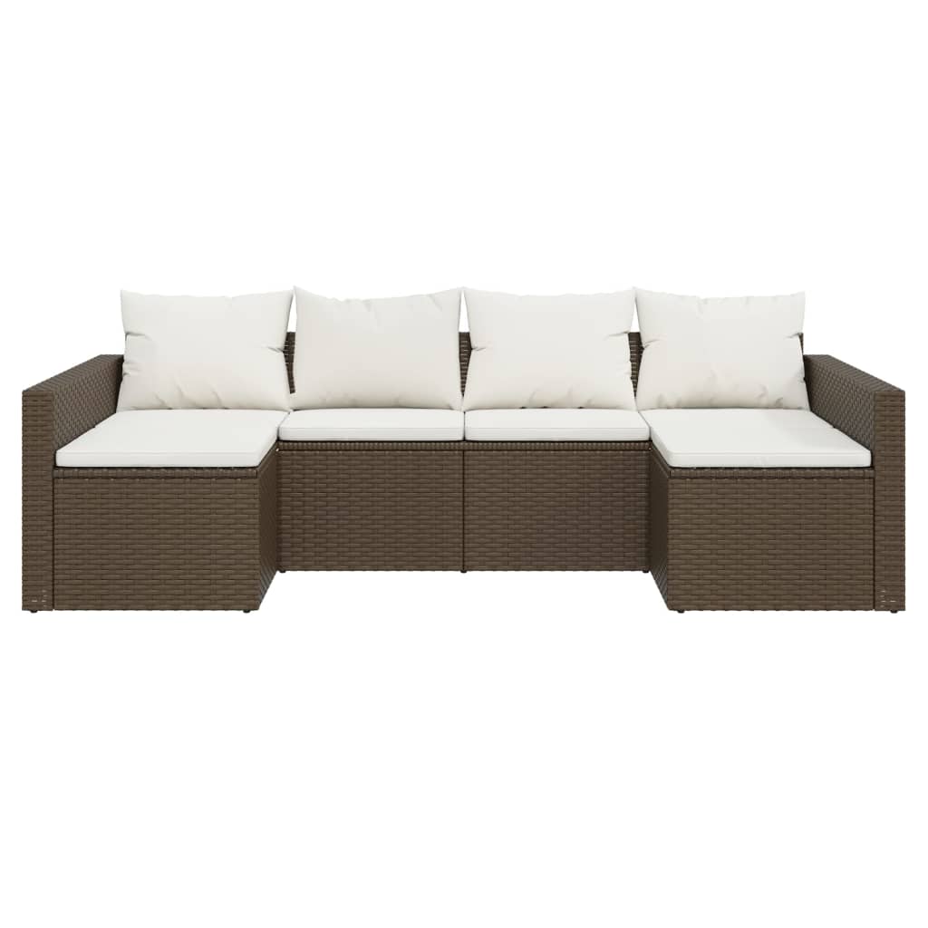 2 Pcs conjunto lounge de jardim c/ almofadões vime PE castanho