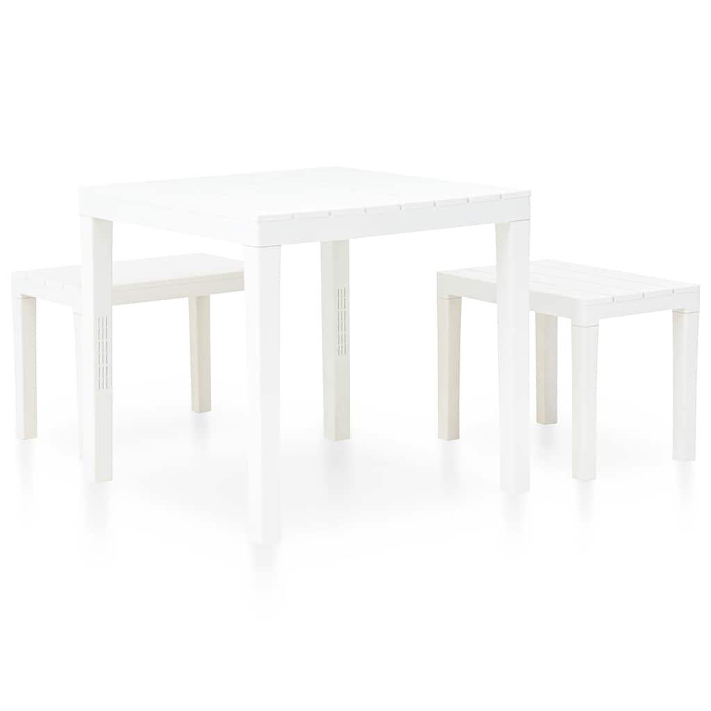 Mesa de jardim com 2 bancos plástico branco
