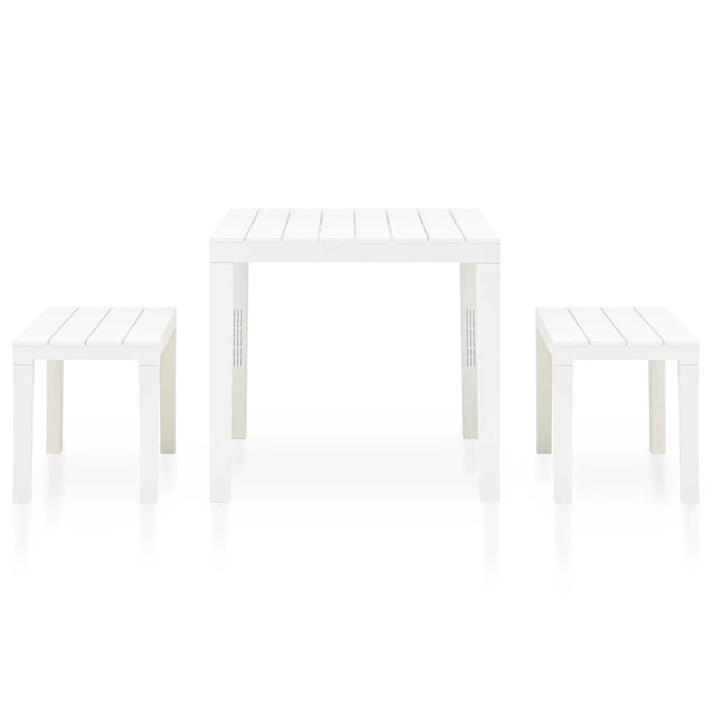 Mesa de jardim com 2 bancos plástico branco