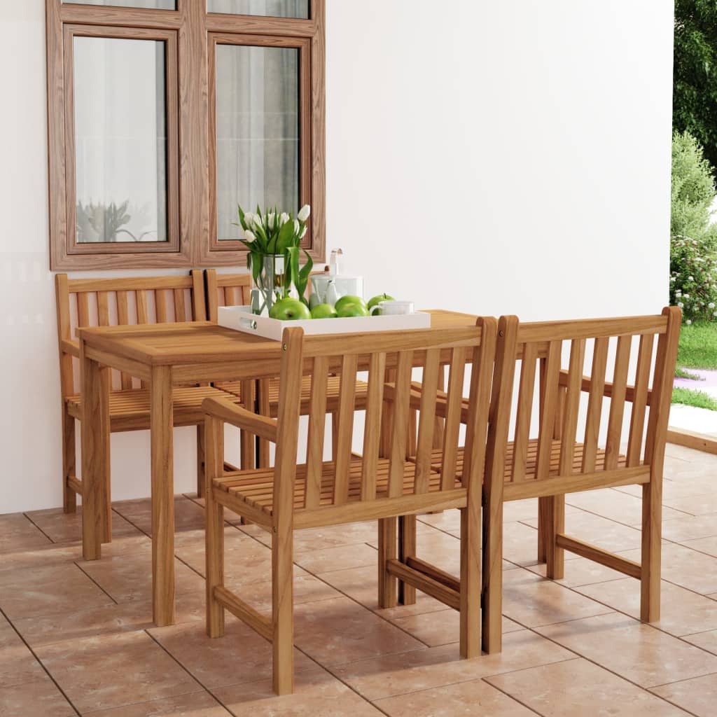 Conjunto de jantar de jardim de 5 peças, 140x80 cm, madeira de teca maciça