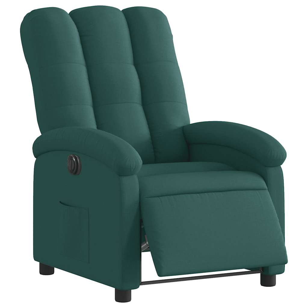 Poltrona elétrica reclinável tecido verde-escuro
