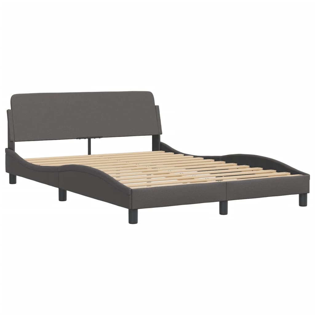 Cama com colchão hvar 140x200 cm couro artificial cinzento
