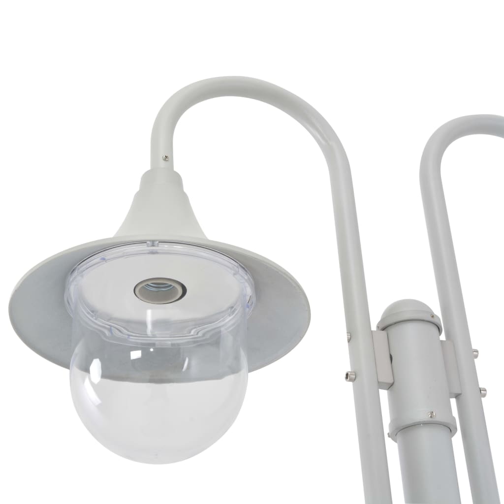 Candeeiro de pé p/ jardim c/ 2 braços e27 220cm alumínio branco