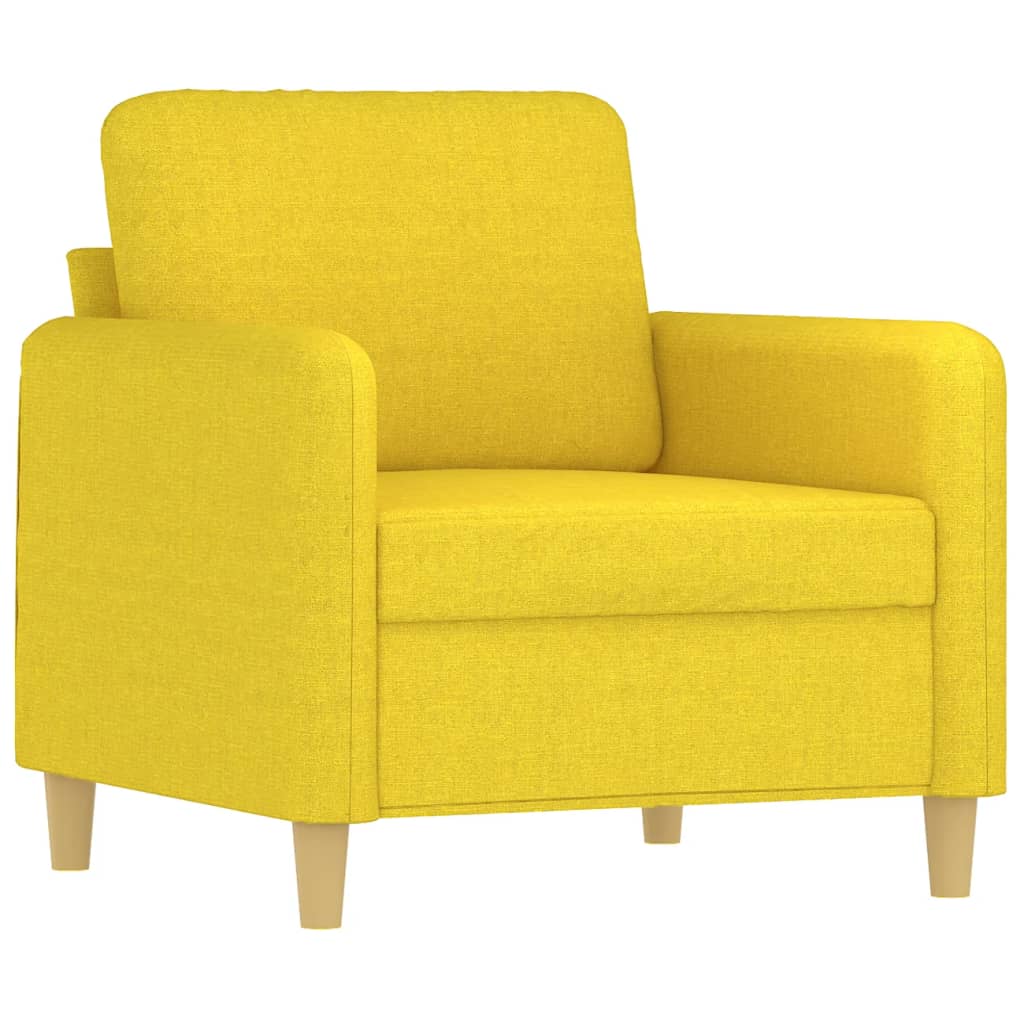 3 Pcs conjunto de sofás com almofadas tecido amarelo-claro