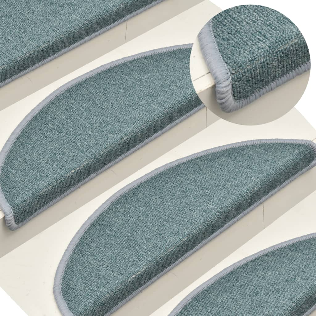 Tapetes de escada 15 peças 56x17x3 cm azul-marinho semicircular