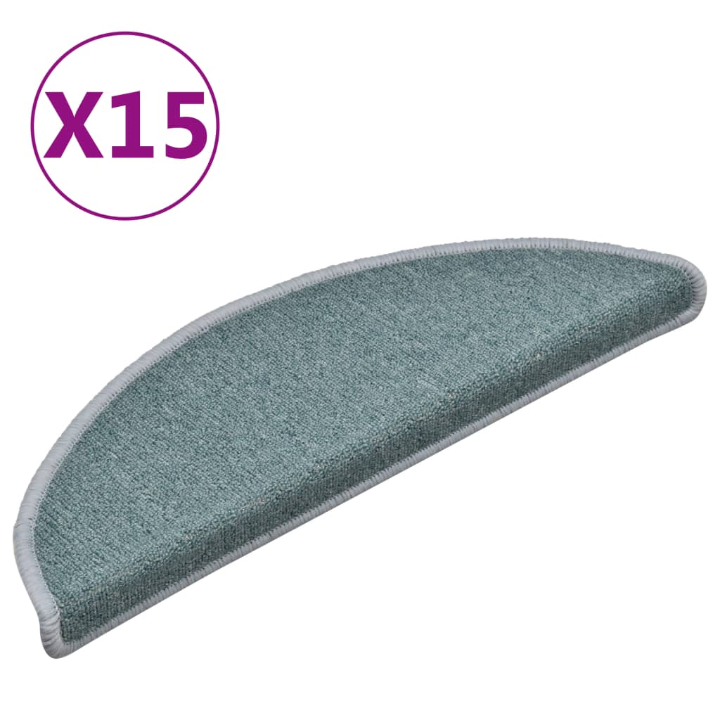 Tapetes de escada 15 peças 56x17x3 cm azul-marinho semicircular