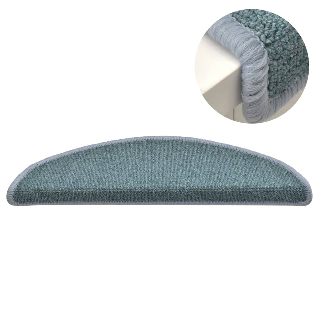Tapetes de escada 15 peças 56x17x3 cm azul-marinho semicircular