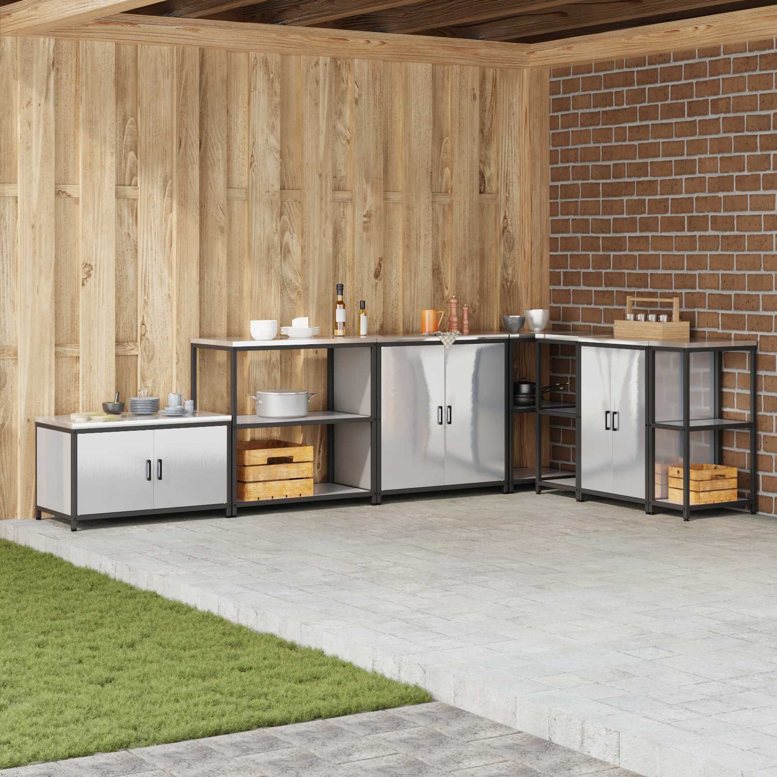 Estante de cozinha hattem prateado 90 x 50 x 92 cm aço