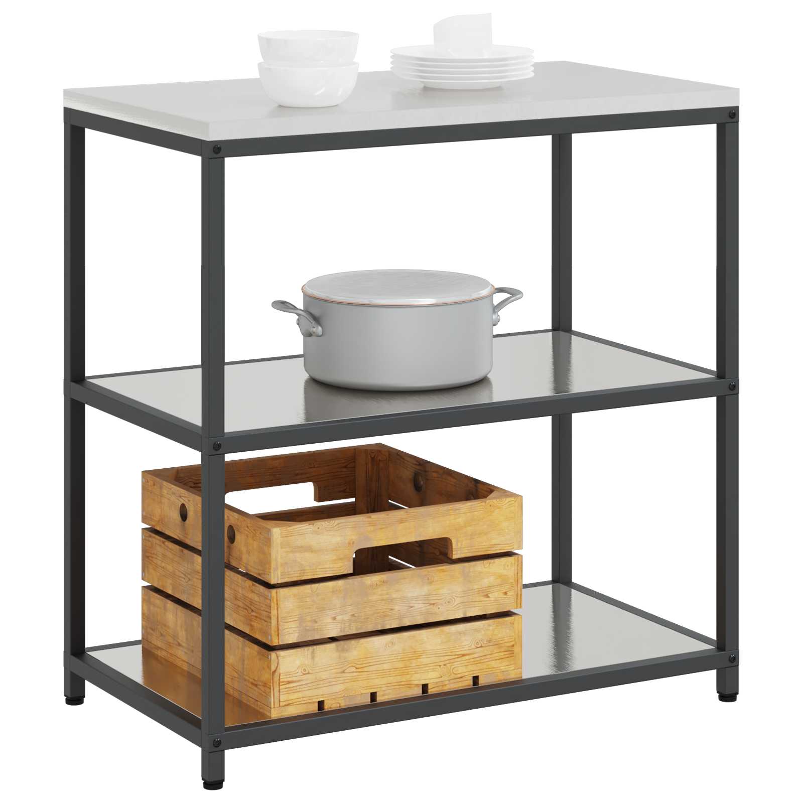 Estante de cozinha hattem prateado 90 x 50 x 92 cm aço