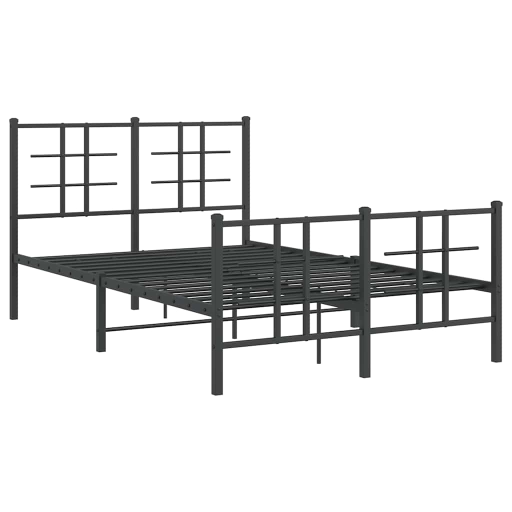 Estrutura de cama com cabeceira e pés 120x190 cm metal preto