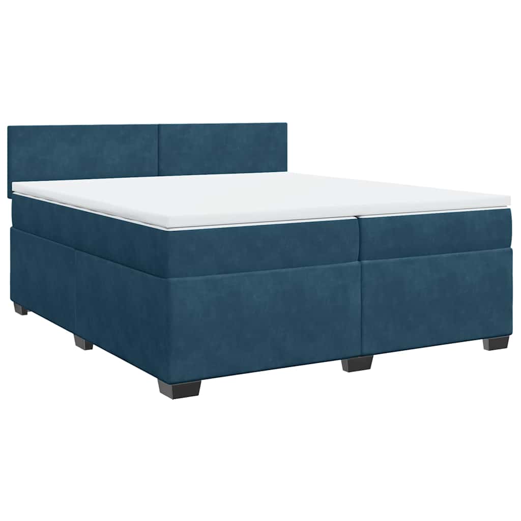 Cama com molas/colchão 200x200 cm veludo azul-escuro